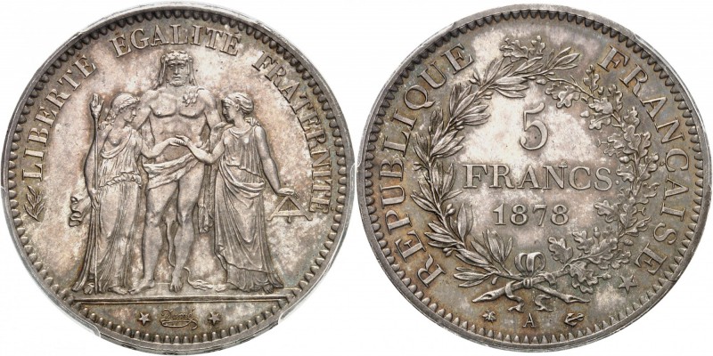 FRANCE
III° République (1870-1940). 5 francs 1878, Paris, différents ancre et a...