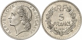 FRANCE
III° République (1870-1940). 5 francs 1936.
Av. Tête laurée à gauche. Rv. Valeur dans une couronne. 
G. 760. 12,07 grs.
TTB à Superbe