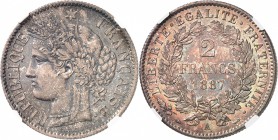 FRANCE
III° République (1870-1940). 2 francs 1887 A, Paris.
Av. Tête de Cérès à gauche. Rv. Valeur dans une couronne.
G. 530. 
Provenance : collec...
