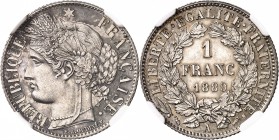 FRANCE
III° République (1870-1940). Franc 1889, Paris, frappe sur flan bruni.
Av. Tête de Cérès à gauche Rv. Valeur dans une couronne.
G. 465a. 
N...