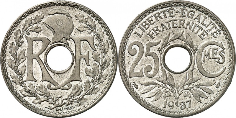 FRANCE
III° République (1870-1940). 25 centimes 1937, épreuve en maillechort. ...