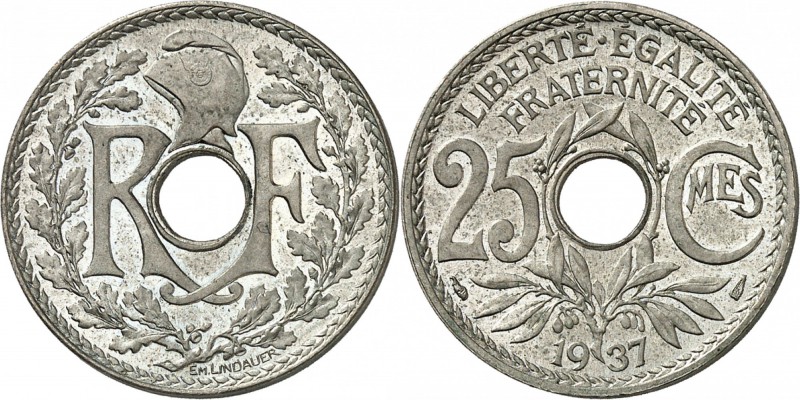 FRANCE
III° République (1870-1940). 25 centimes 1937, épreuve en maillechort.
...