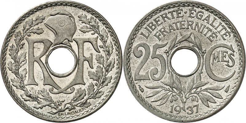 FRANCE
III° République (1870-1940). 25 centimes 1937, épreuve en maillechort.
...