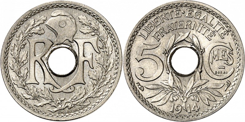 FRANCE
III° République (1870-1940). 5 centimes Lindauer 1914, essai grand modul...