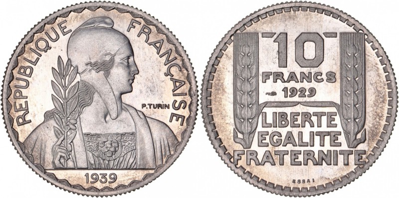FRANCE
III° République (1870-1940). 10 francs 1929/1939, essai en aluminium.
A...