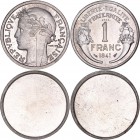 FRANCE
État Français (1940-1944). Franc 1941, paire d’essais unifaces en aluminium.
Av. Tête laurée à gauche. Rv. Valeur entre deux cornes d’abondan...