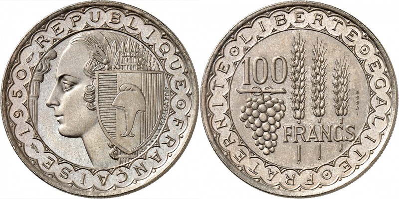 FRANCE
IV° République (1947-1958). 100 francs 1950, essai, concours de Bazor.
...