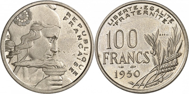 FRANCE
IV° République (1947-1958). 100 francs 1950, essai, concours de Cochet....