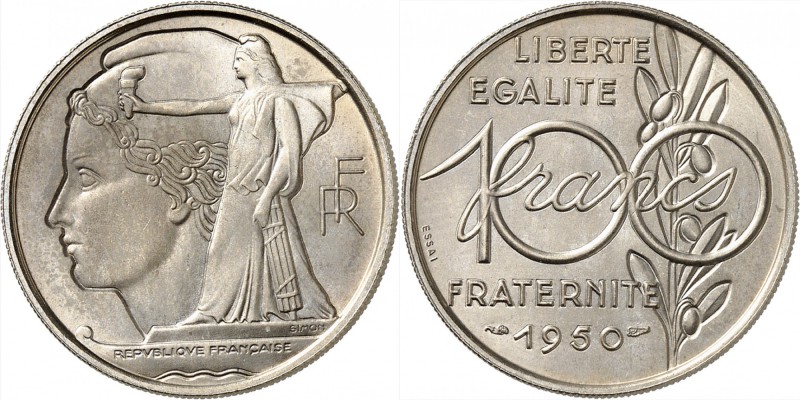 FRANCE
IV° République (1947-1958). 100 francs 1950, essai, concours de Simon.
...