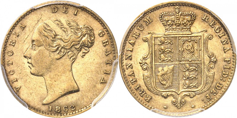 GRANDE-BRETAGNE
Victoria (1837-1901). ½ souverain 1862. 
Av. Tête diadémée à g...