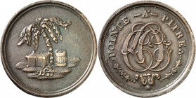 GUADELOUPE
Charles X (1824-1830). Cercle du commerce à Point-à-Pitre. Jeton de 1 gourde en bronze (1825) frappé à Paris.
Av. Palmier, un tonneau et ...