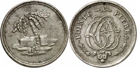 GUADELOUPE
Charles X (1824-1830). Cercle du commerce à Point-à-Pitre. Jeton de 1 gourde en métal de cloche (1825) frappé à Paris.
Av. Palmier, un to...