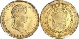 GUATEMALA
Ferdinand VII (1808-1833). 8 escudos 1817 NG-M, Nueva Guatemala.
Av. Tête laurée à droite. Rv. Écu couronné.
Fr. 22.
NGC AU 58. Superbe...