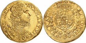 ITALIE
Mantoue, Ferdinand de Gonzague (1612-1626). 2 doppie, 2éme type, au deux roses sous l’écu.
Av. Buste cuirassé à droite. Rv. Écu couronné.
MI...