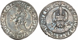 ITALIE
Milan, Régence de Ludovico Maria Sforza (1480-1494). Gros de 5 soldi.
Av. Bouclier surmonté d’un dragon. Rv. Buste de Saint Ambroise de face....