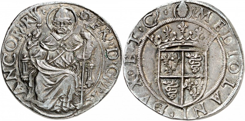 ITALIE
Milan, Francois Ier roi de France (1515-1522). Teston.
Av. Saint Ambroi...
