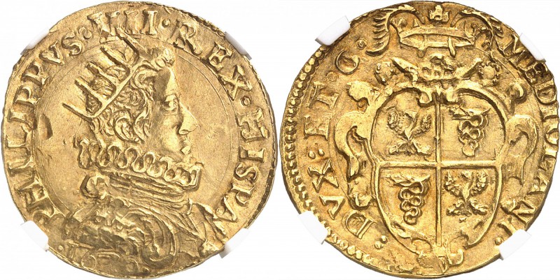 ITALIE
Milan, Philippe IV (1621-1665). Quadruple ou 2 doppie 1630.
Av. Buste h...