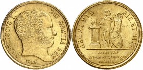 ITALIE
Naples, François de Bourbon (1825-1830). 6 ducati 1826.
Av. Tête nue à droite. Rv. Génie debout de face tenant un bouclier et la main sur une...