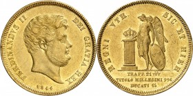 ITALIE
Naples, Ferdinand II (1830-1859). 15 ducats 1844. 
Av. Tête nue à droite. Rv. Génie debout de face tenant un bouclier et la main sur une colo...