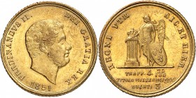 ITALIE
Naples, Ferdinand II (1830-1859). 3 ducati 1851.
Av. Tête nue à droite. Rv. Génie debout de face tenant un bouclier et la main sur une colonn...