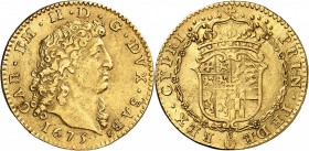 ITALIE
Savoie, Charles Emmanuel II (1638-1675). Doppia 1675, Turin.
Av. Tête à droite. Rv. Écu couronné.
Fr. 1087, MIR 805. 6,66 grs.
Presque Supe...