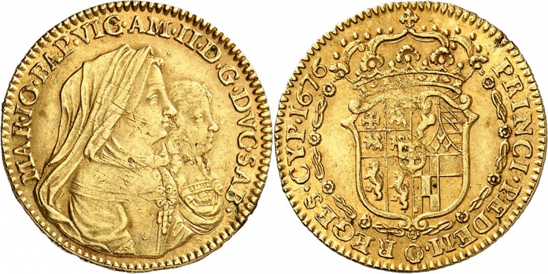 ITALIE
Savoie, Victor Amédée II, régence (1675-1680). Doppia 1676.
Av. Bustes ...
