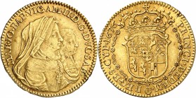 ITALIE
Savoie, Victor Amédée II, régence (1675-1680). Doppia 1676.
Av. Bustes accolés à droite. Rv. Écu couronné.
MIR. 835b, Fr. 1090. 6,63 grs.
R...