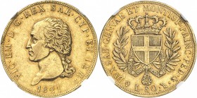 ITALIE
Victor Emmanuel I (1814-1821). 80 lire 1821, Turin.
Av. Tête nue à gauche. Rv. Écu couronné. 
M. 16, Fr. 1130. 
NGC XF 45. Type rare frappé...