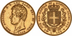 ITALIE
(1831-1849) Charles Albert. 100 lire 1842, Turin. 
Av. Tête nue à gauche. Rv. Écu couronné.
Mont. 20, Fr. 1136 32,25 grs.
Rare, TTB