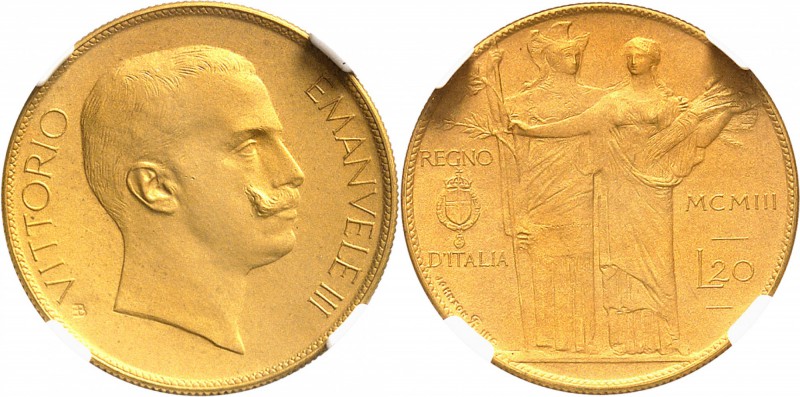 ITALIE
Victor Emmanuel III (1900-1946). 20 lire 1903, Rome, épreuve en bronze d...
