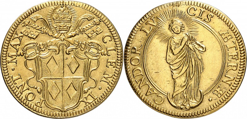 ITALIE
Vatican, Clément IX (1667-1669). Doppia.
Av. Armes sous des clés croisé...