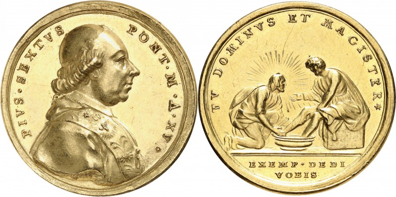 ITALIE
Vatican, Pie VI (1775-1799). Médaille en or An XV, par Lavanda.
Av. Bus...