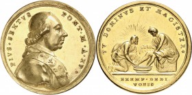 ITALIE
Vatican, Pie VI (1775-1799). Médaille en or An XV, par Lavanda.
Av. Buste habillé à droite. Rv. Jésus lavant les pieds de Saint-Pierre.
31 m...