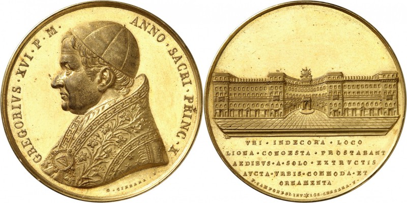 ITALIE
Vatican, Grégoire XVI (1831-1846). Médaille en or 1840, par Cerbara.
Av...