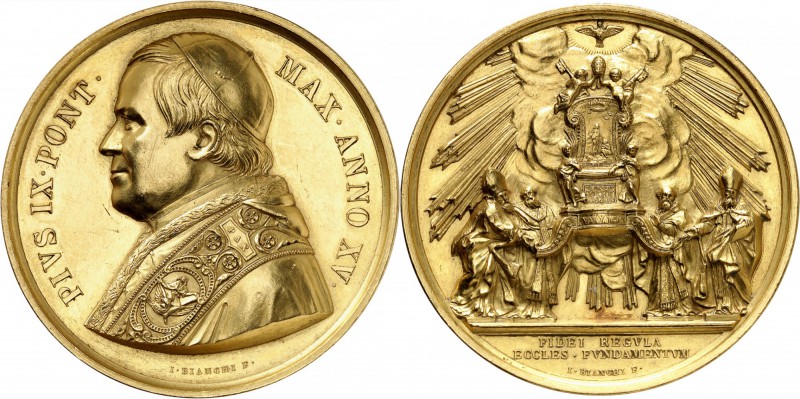 ITALIE
Vatican, Pie IX (1846-1878). Médaille en or annuelle 1860 An XV, par G. ...