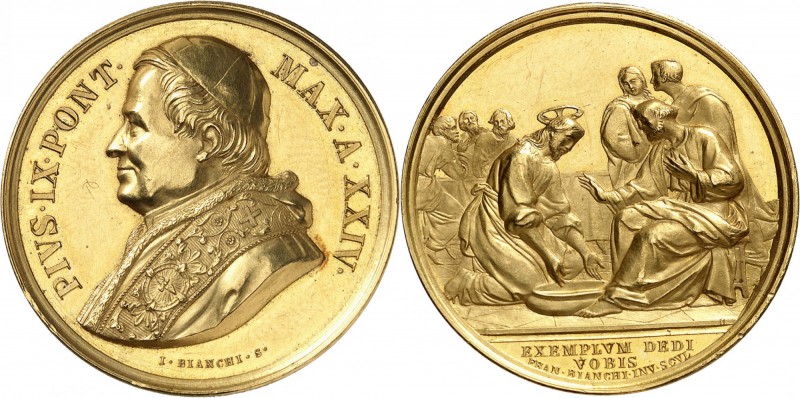 ITALIE
Vatican, Pie IX (1846-1878). Médaille en or 1870, par G. Bianchi.
Av. B...