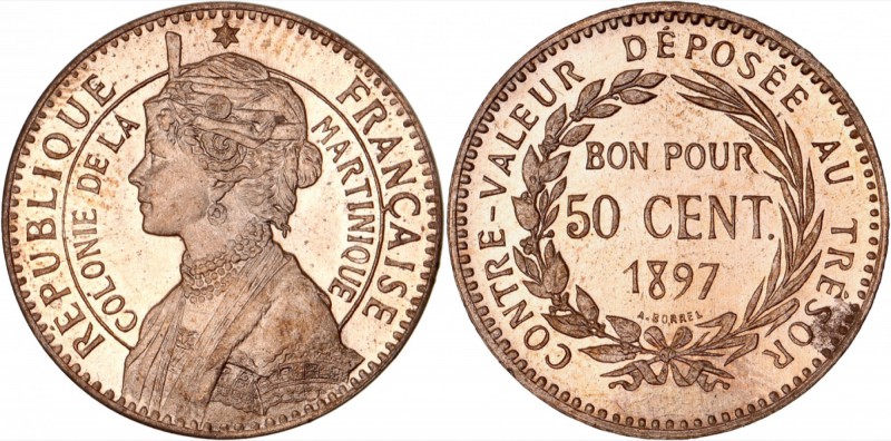MARTINIQUE
Colonie de la Martinique. 50 centimes (bon pour) 1897, essai piéfort...