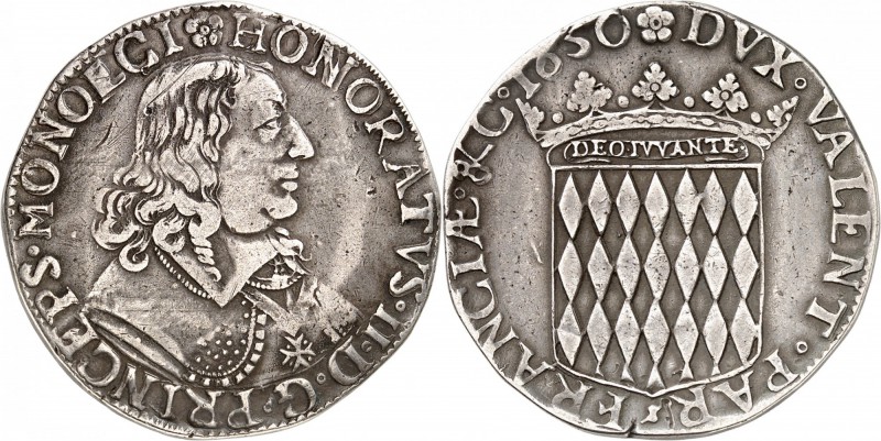 MONACO
Honoré II (1604-1662). Écu 1650. 
Av. Buste drapé et cuirassé à droite....