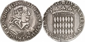MONACO
Honoré II (1604-1662). Écu 1650. 
Av. Buste drapé et cuirassé à droite. Rv. Écu couronné aux armes des Grimaldi.
CC. 30 G. MC29. 25,24 grs....
