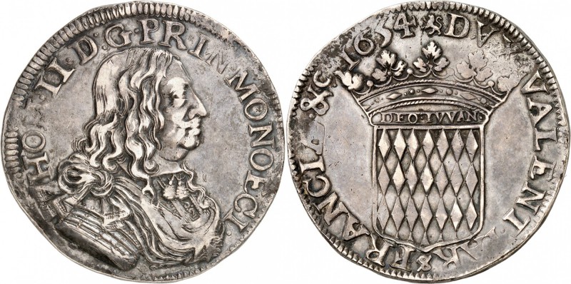 MONACO
Honoré II (1604-1662). Écu 1654. 
Av. Buste drapé et cuirassé à droite....