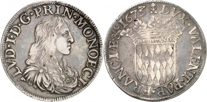 MONACO
Louis Ier (1662-1701). Écu 1673. 
Av. Buste juvénile drapé à droite. Rv...