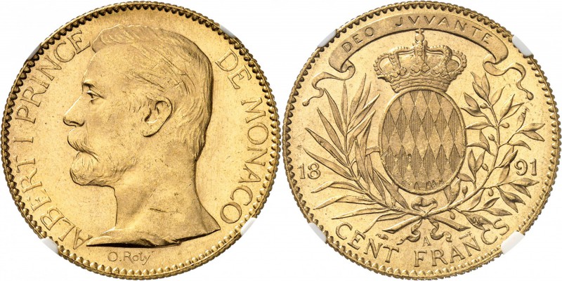 MONACO
Albert Ier (1889-1922). 100 francs 1891, Paris.
Av. Tête à gauche. Rv. ...