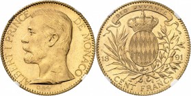 MONACO
Albert Ier (1889-1922). 100 francs 1891, Paris.
Av. Tête à gauche. Rv. Écu couronné aux armes des Grimaldi.
CC. 180, Fr. 13, G. MC124. 32,24...