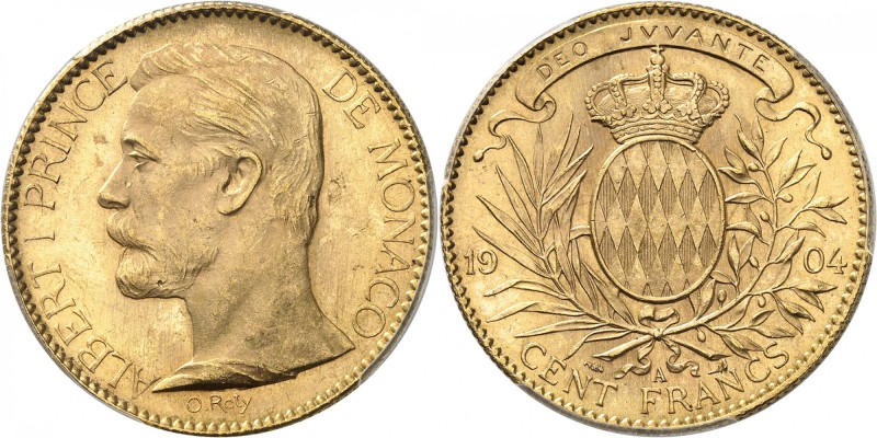 MONACO
Albert Ier (1889-1922). 100 francs 1904.
Av. Tête à gauche. Rv. Écu cou...