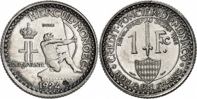 MONACO
Louis II (1922-1949). Franc 1924, essai en argent.
Av. Héraclès à droite. Rv. Valeur, légende circulaire.
G. MC127. 6,16 grs.
Poinçon à l’a...