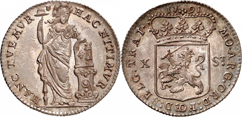 PAYS-BAS
Province d’Utrecht (1591-1795). 10 stuivers 1791, Utrecht.
Av. Allégo...