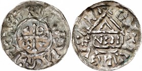 POLOGNE
Bolesław I Chrobry (992-1025). Denier au temple.
Av. Croix. Rv. Temple.
K. -,18 grs.
Monnaie rarissime, TTB