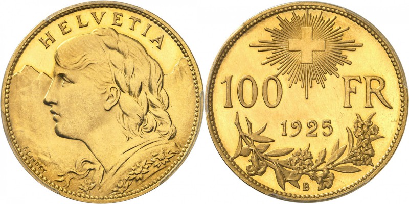 SUISSE
Confédération Helvétique (1848- à nos jours). 100 francs 1925, Berne, fr...