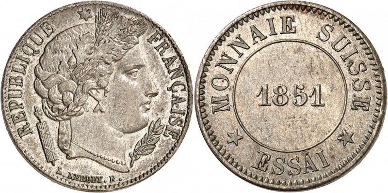 SUISSE
Confédération Helvétique (1848 - à nos jours). Module de 20 francs 1851,...