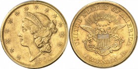 USA
20 dollars Liberté 1860, San Francisco.
Av. Tête de Liberté à gauche. Rv. Aigle aux ailes déployées.
Fr. 174.
PCGS AU 53